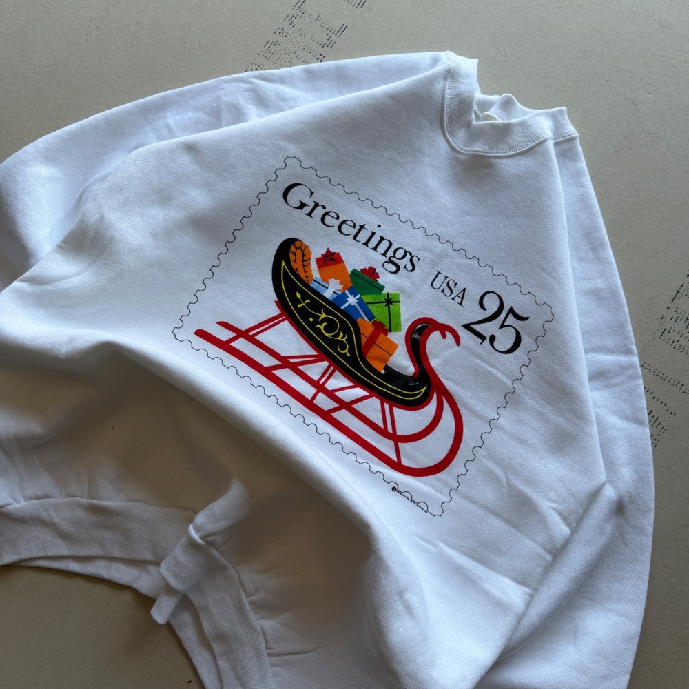 Vintage 80s USPS Christmas‎ Stamp Sweatshirt